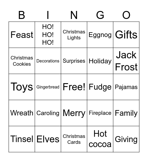 Service Centre Christmas Bingo Card