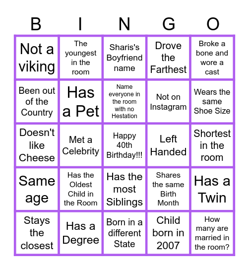 Find the Guest Bingo Card
