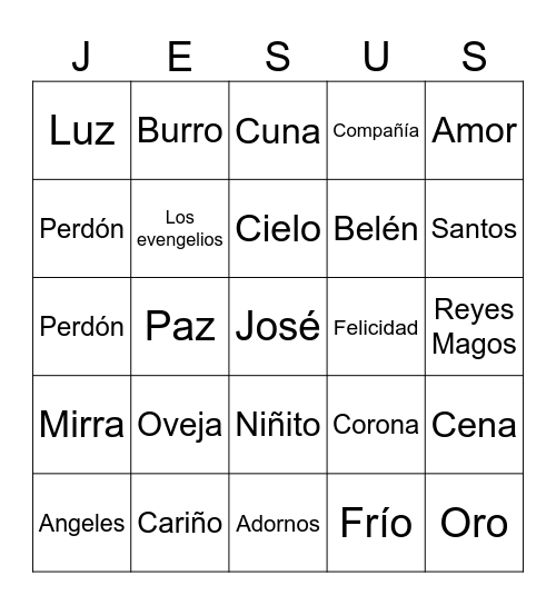 Navidad Bingo Card