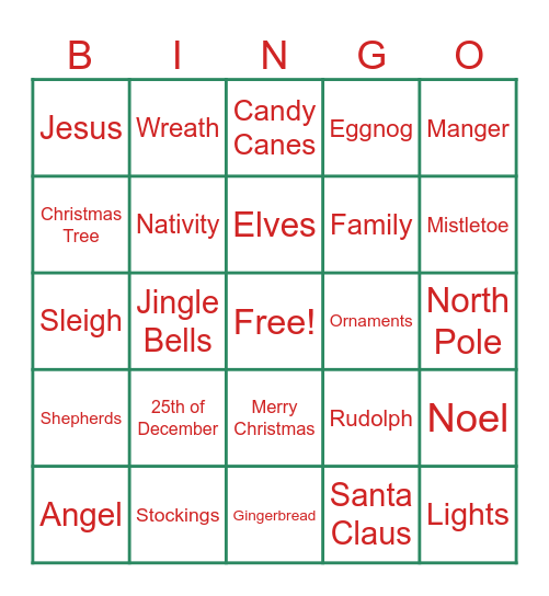 Christmas 2024 Bingo Card