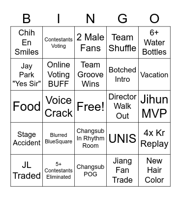 Universe League Ep. 5&6 Bingo Card