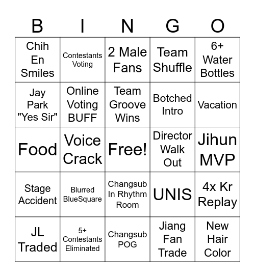 Universe League Ep. 5&6 Bingo Card