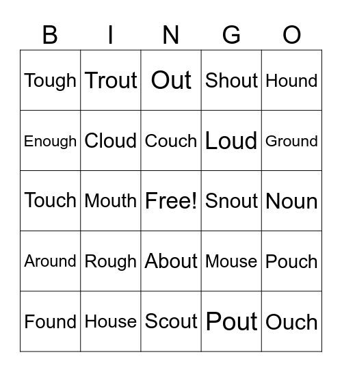 OU Vowel Team Bingo Card
