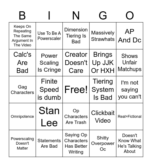 Anti-Power Scaling Bingo Card