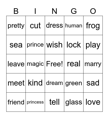 Enchanting Tales--Disney Princess Bingo Card