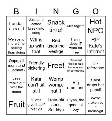 Call of the Netherdeep Bingo Card