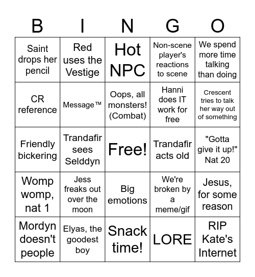 Call of the Netherdeep Bingo Card