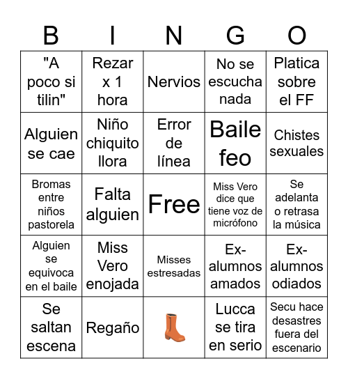 Pastorela Bingo Card