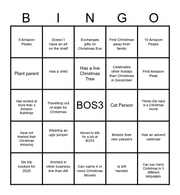 BOS3 Holiday BINGO! Bingo Card