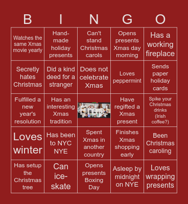 JLL Christmas Bingo Card