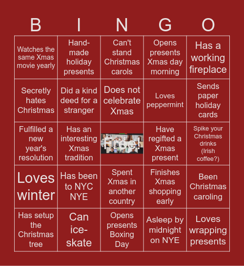 JLL Christmas Bingo Card