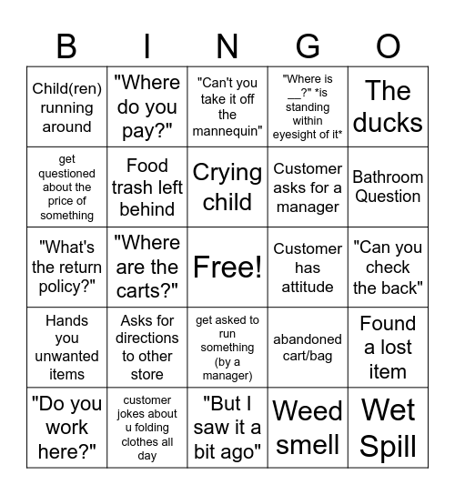 Primark Bingo Card