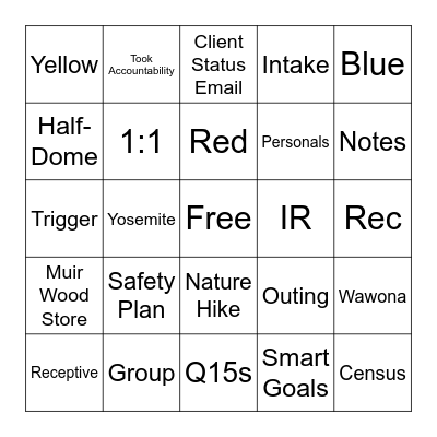 Muir Wood Holiday Party Bingo Card