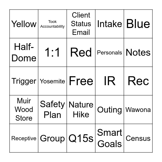 Muir Wood Holiday Party Bingo Card