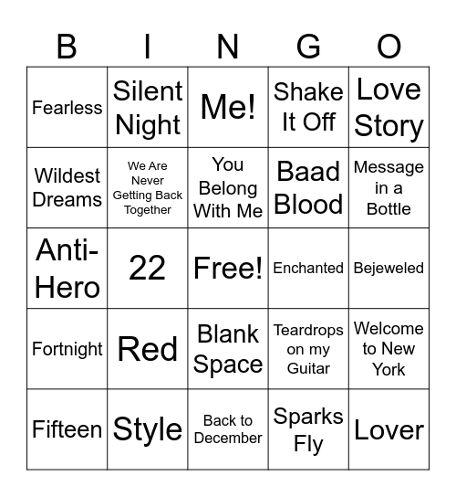In My Merry Era Bingo Card