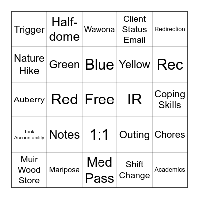 Muir Wood Holiday Party Bingo Card