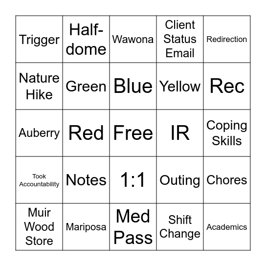 Muir Wood Holiday Party Bingo Card