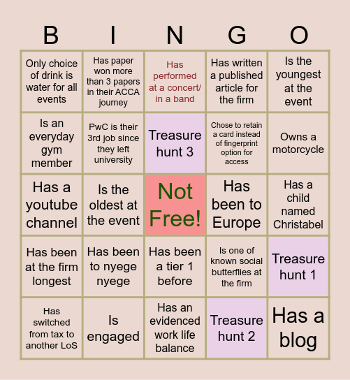 Find the person/item- Bingo Card