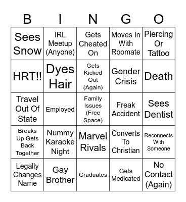 Nummy 2025 Bingo Card Bingo Card