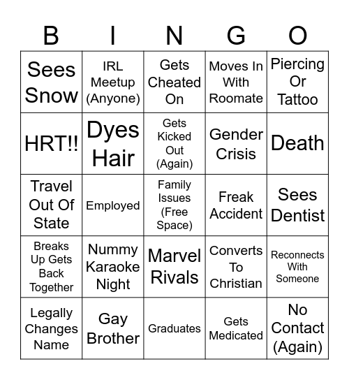 Nummy 2025 Bingo Card Bingo Card