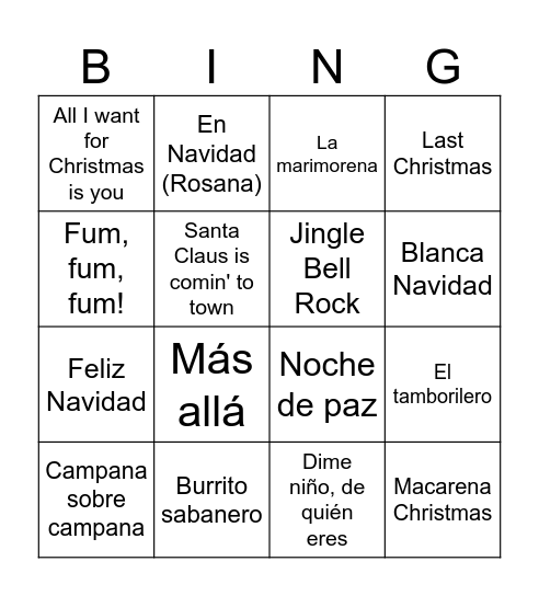 BINGO NAVIDEÑO Bingo Card