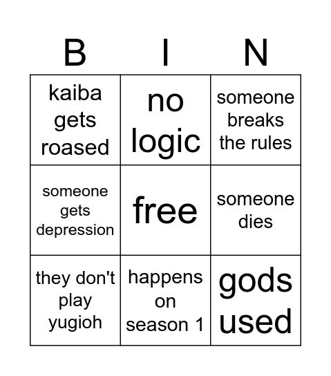 yugioh bingo Card