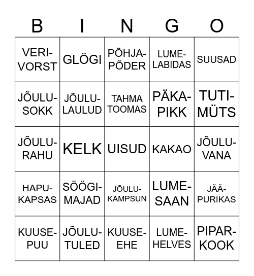 JÕULUNÄDAL Bingo Card