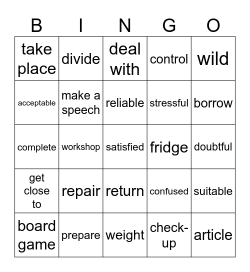 周测（听力） Bingo Card