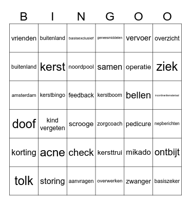 ZK & kerst BINGO 2024 Bingo Card