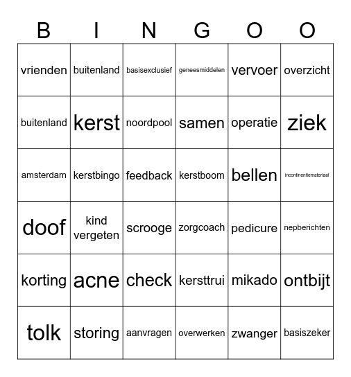 ZK & kerst BINGO 2024 Bingo Card