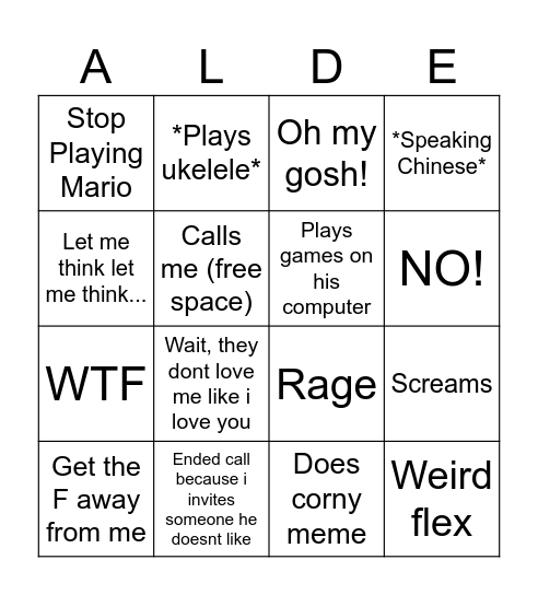 Andrew BINGO Card