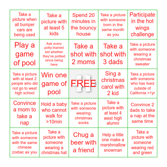 Missing Pieces Holiday Bingo Card