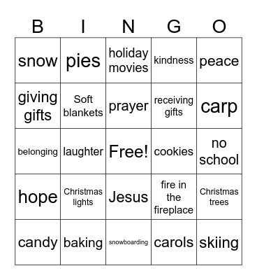 Advent Joy Bingo Card