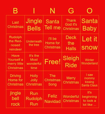 Christmas songs Bingo Card