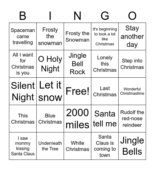 Whitemeadow Christmas Bingo Card