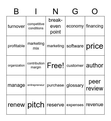 Business English/Library Bingo Card