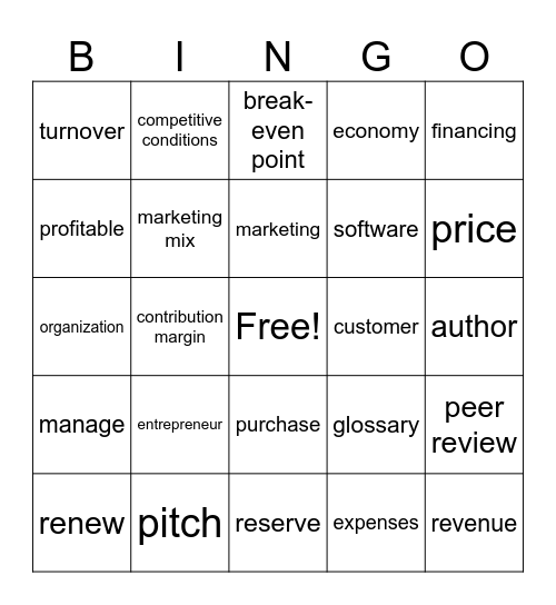 Business English/Library Bingo Card