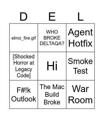 Delta Team Bingo Card Bingo Card