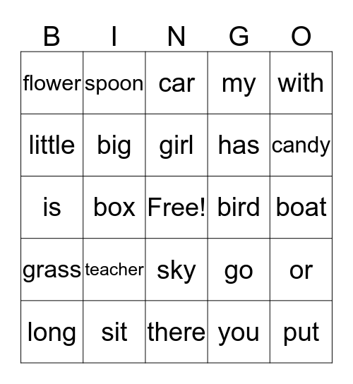5th Hour Bingo Card