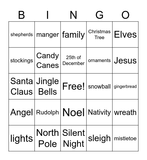 English Conversation Group Xmas Bingo! Bingo Card