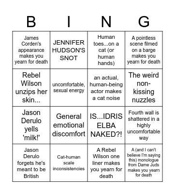 CATS THE MOVIE (2019) Bingo Card