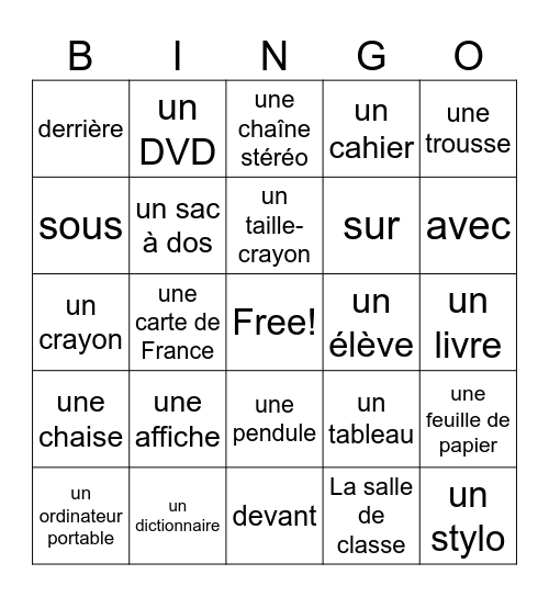 T'es branché Unité 3A Bingo Card