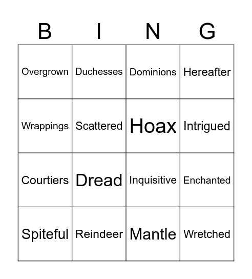 New Vocabulary! Bingo Card