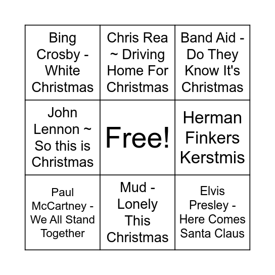 Kertmuziekbingo (4) Bingo Card