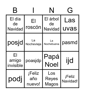 La Navidad Bingo Card