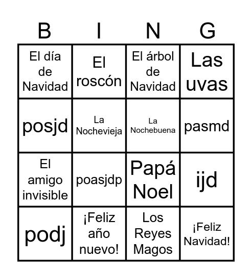 La Navidad Bingo Card