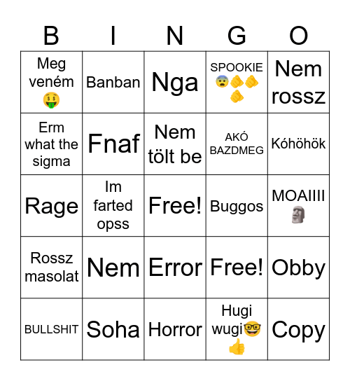 Roblox Bingo Card