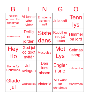 Julen 2024 Bingo Card