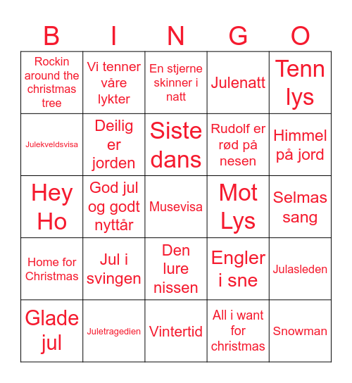 Julen 2024 Bingo Card