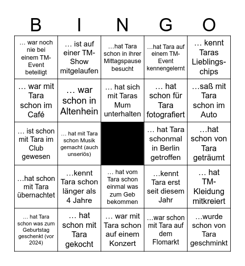 TARA MALEK Bingo Card